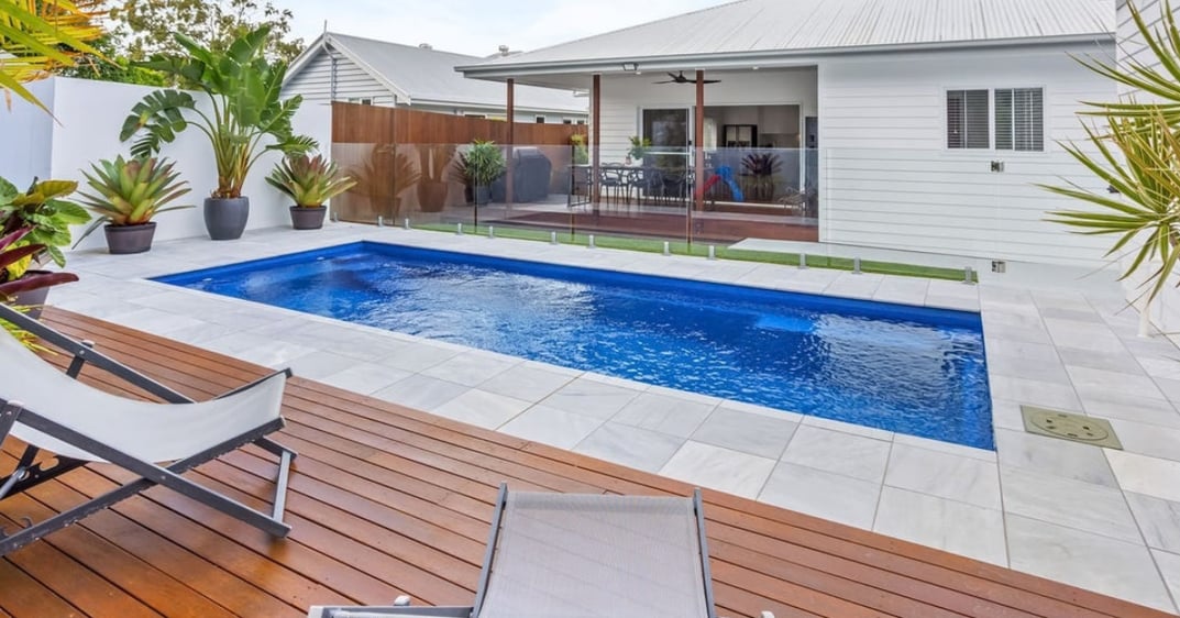 Nova fibreglass diy pool kit with glass fencing