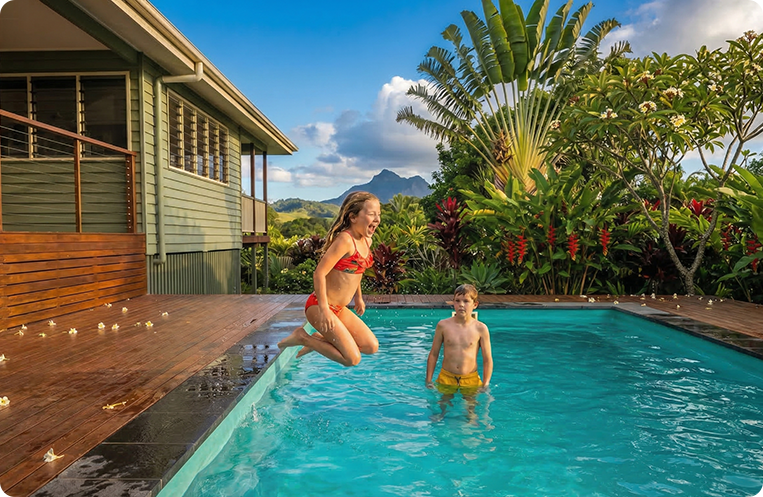 swimming in a pool in tweed heads